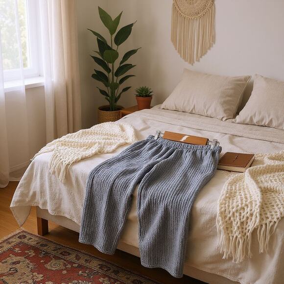 FLAX Women High Waist Wide Leg Crop Linen Pants Sz L Lagenlook Gray Breathable - Picture 1 of 6